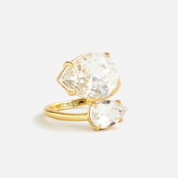 New JCREW Size 7 Teardrop Crystal Bypass Ring BX274 - Picture 1 of 2